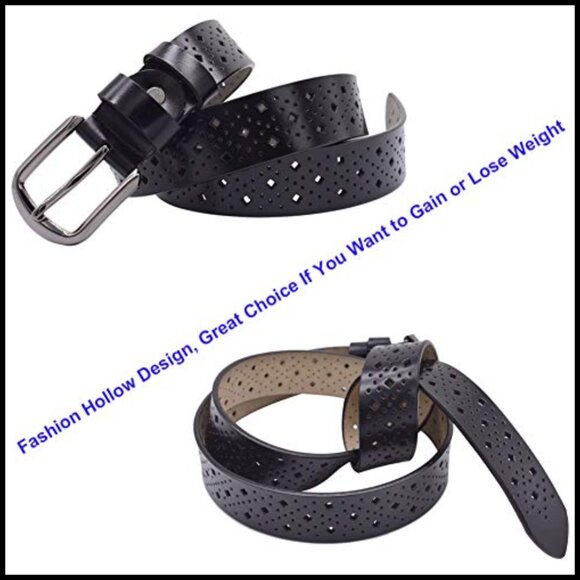 Genuine Leather Hollow Out Belt with Pin Buckle Adjustable main image 6